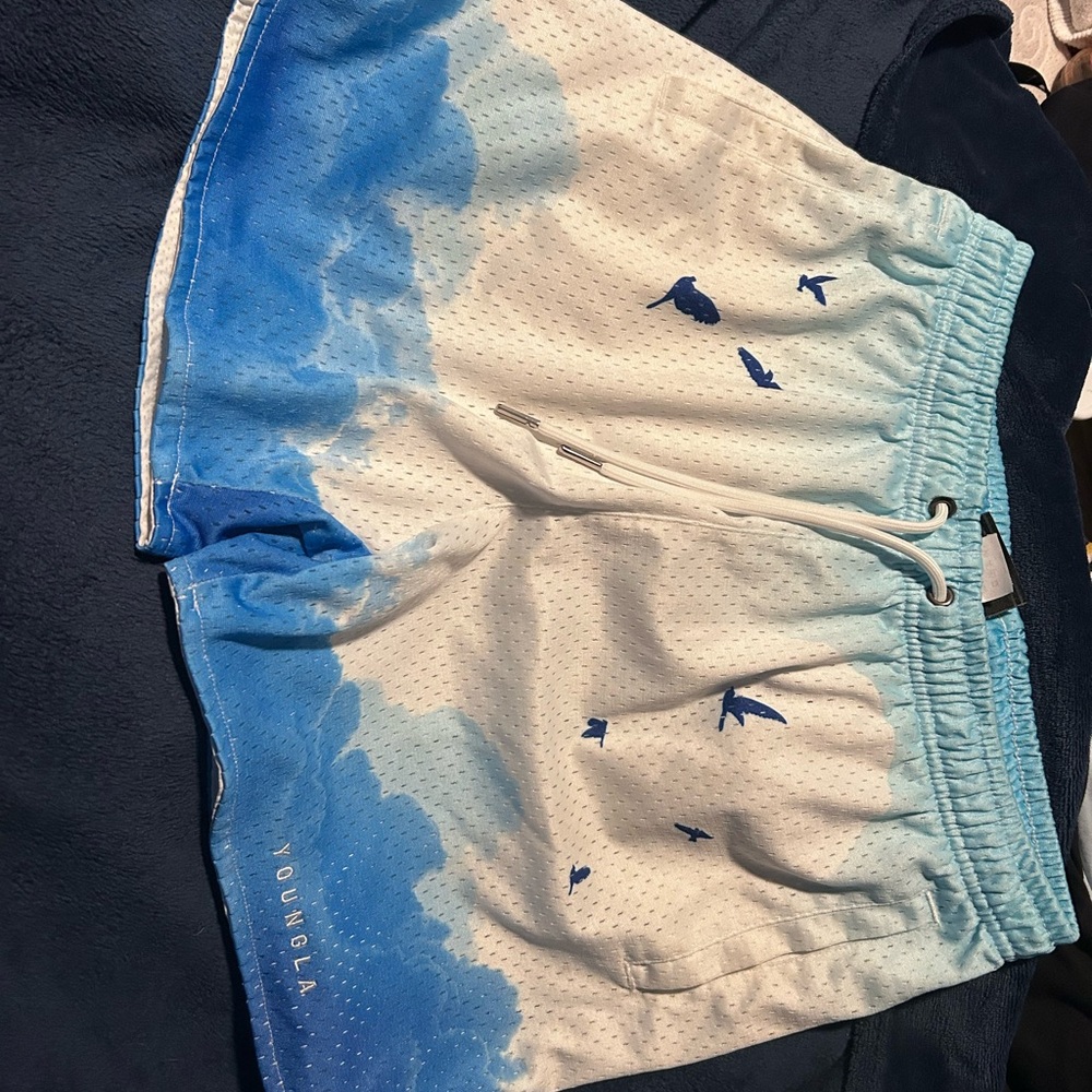 YoungLA Blue and White Athletic Shorts